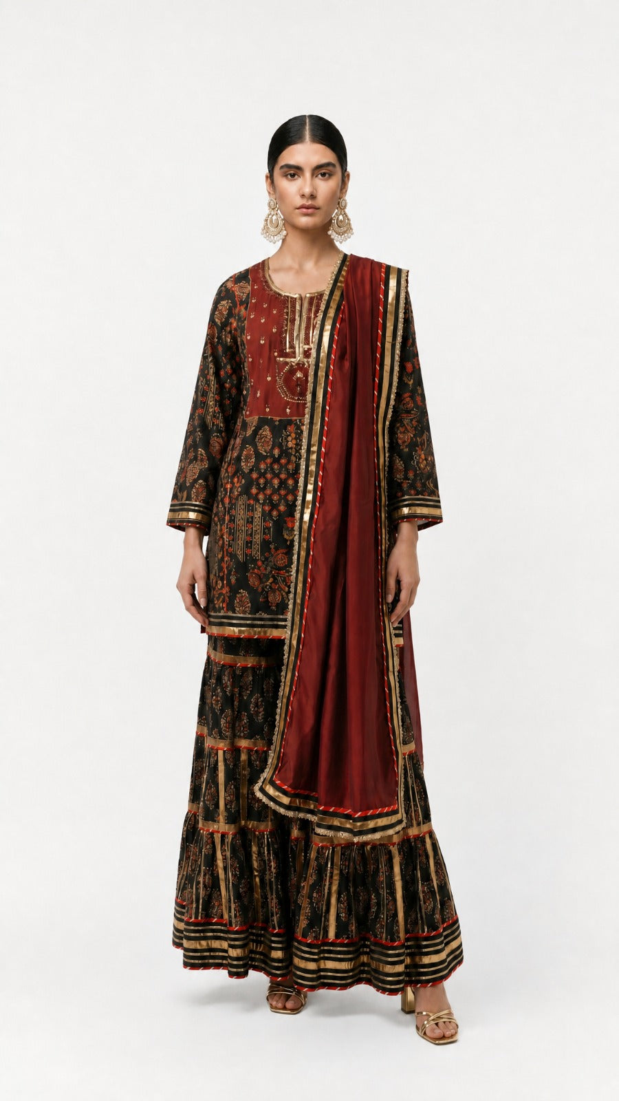 Noir Print Sharara Set